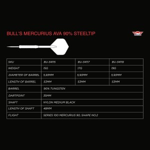 Bull's Mercurius Ava 90% Dartpijlen