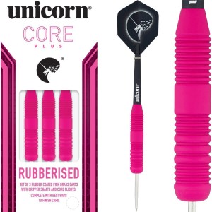Unicorn Core Plus Rubberised Brass Pink Dartpijlen