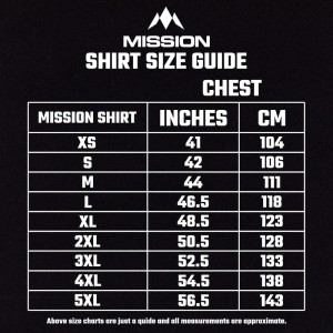 Mission EXOS Cool FX Dart Shirt Black & Grey Maattabel