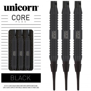 Unicorn Core Black Brass Softtip Darts 17-19 Gram